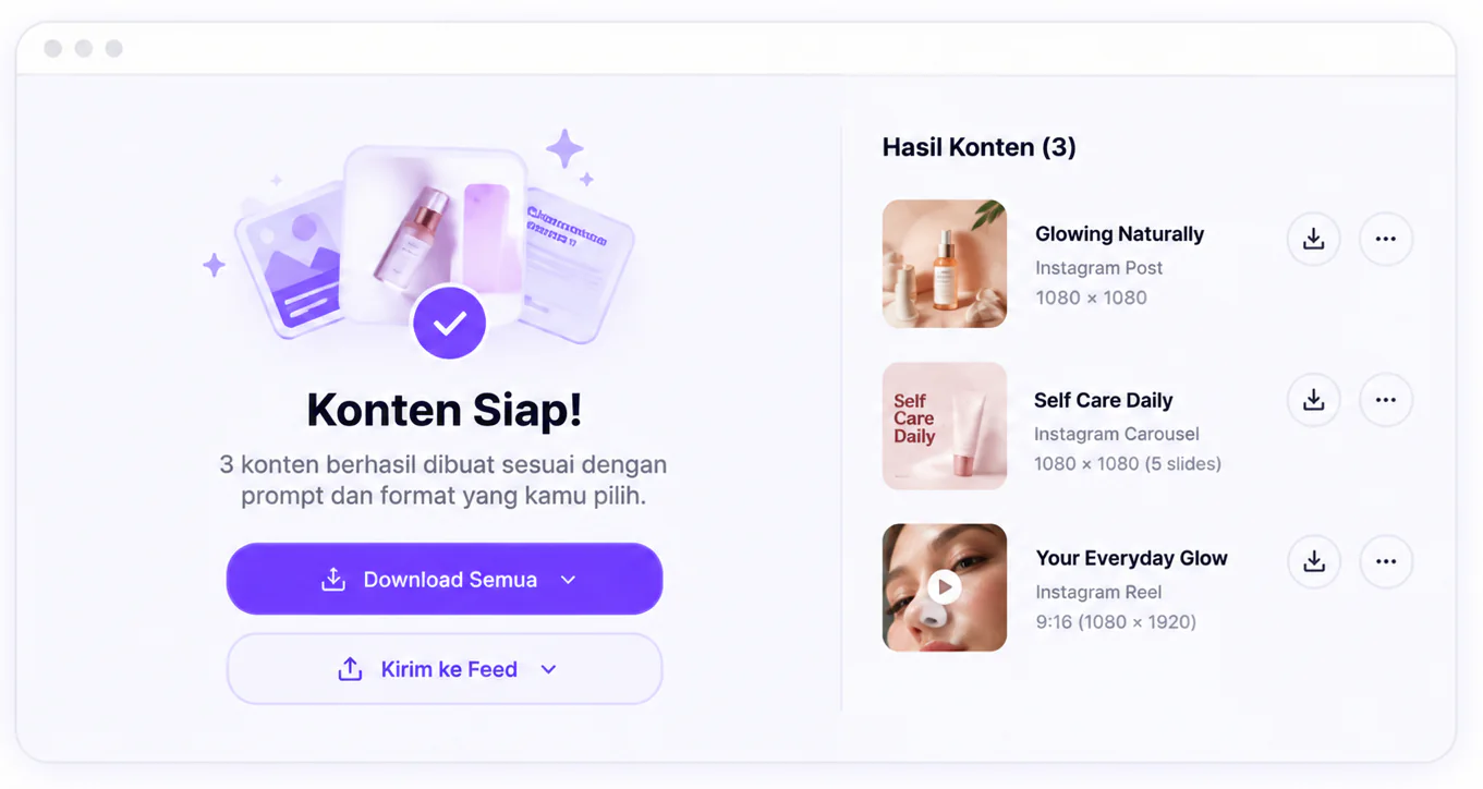 Tampilan hasil konten siap diunduh