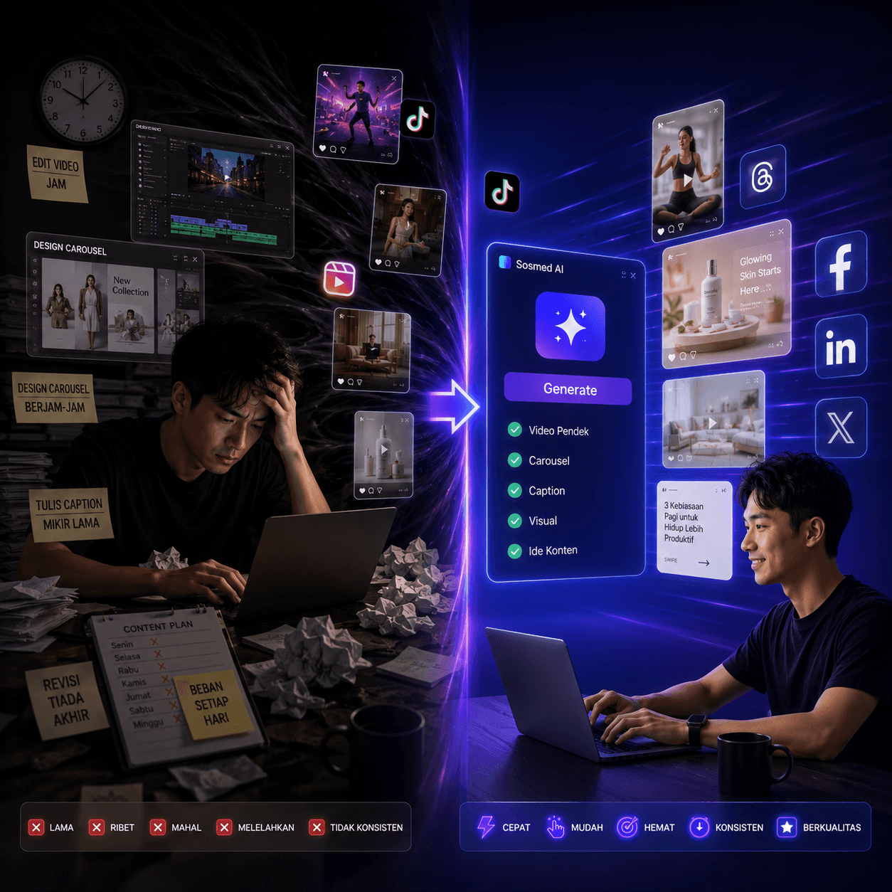 Old workflow vs new AI-assisted workflow