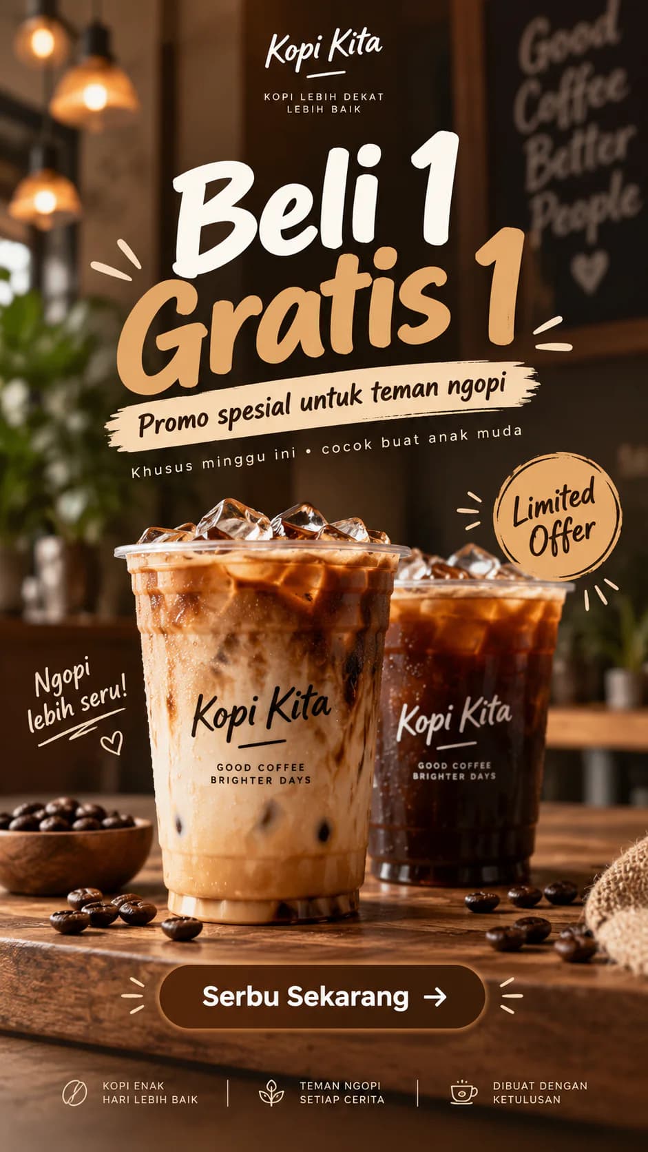 Promo Kopi Kita beli satu gratis satu