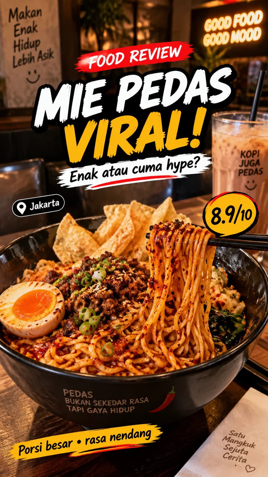 Konten ulasan Mie Pedas Viral