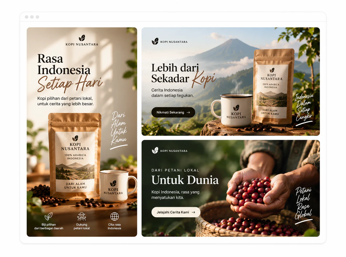 Tiga variasi visual kampanye Kopi Nusantara
