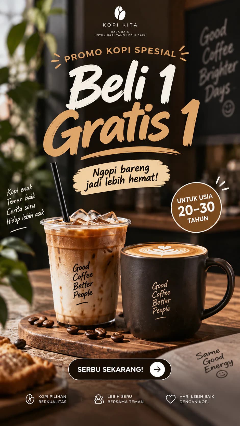 Promo Kopi Kita beli satu gratis satu